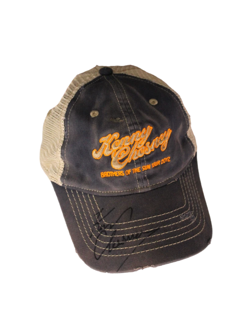 KENNY CHESNEY SIGNED AUTOGRAPH BROTHERS OF THE SUN TOUR HAT FULL SIGNATURE! JSA