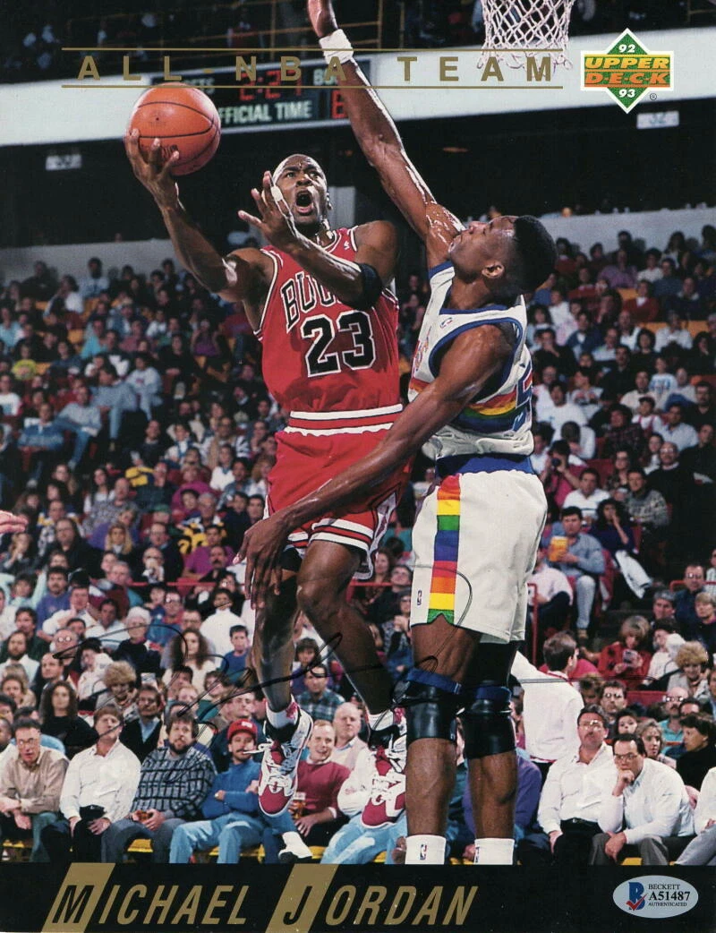 MICHAEL JORDAN SIGNED AUTOGRAPH UPPER DECK 8X10 PHOTO CHICAGO BULLS GOAT BECKETT