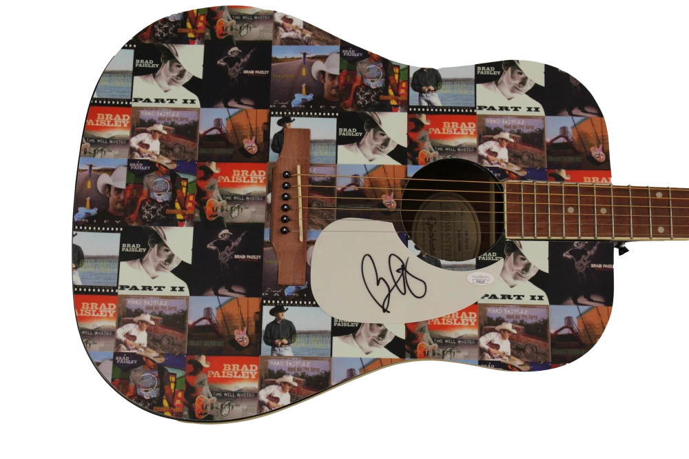 BRAD PAISLEY SIGNED AUTOGRAPH CUSTOM GIBSON ACOUSTIC GUITAR MUD ON TIRES JSA COA