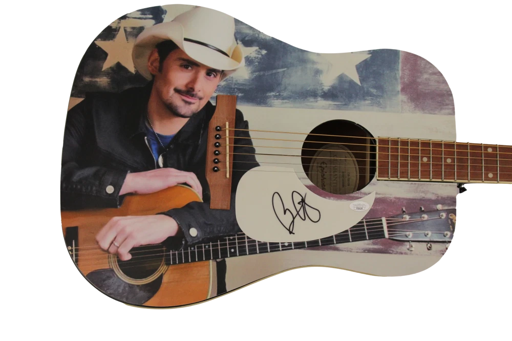 BRAD PAISLEY SIGNED AUTOGRAPH CUSTOM GIBSON EPIPHONE GUITAR TIME WELL WASTED JSA