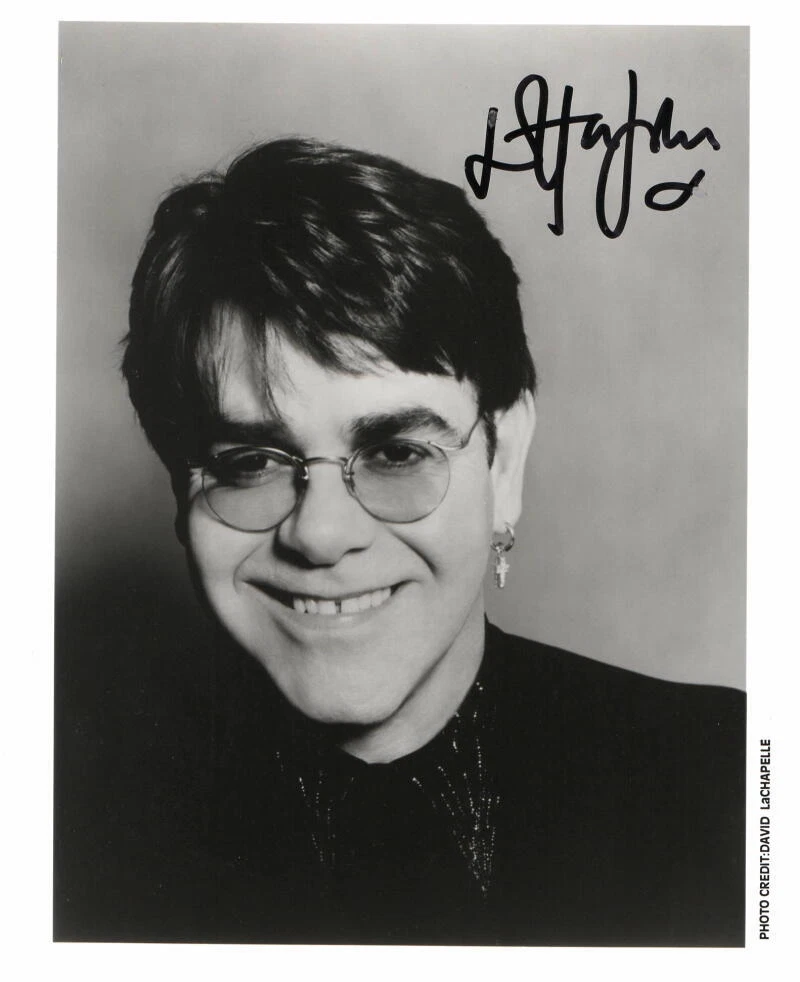 ELTON JOHN SIGNED AUTOGRAPH 8X10 PHOTO GOODBYE YELLOW BRICK ROAD - JSA LOA COA