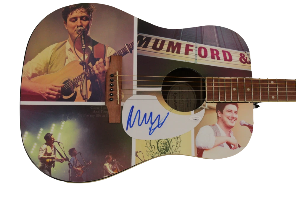 MARCUS MUMFORD SIGNED AUTOGRAPH CUSTOM EPIPHONE ACOUSTIC GUITAR & SONS JSA 1/1