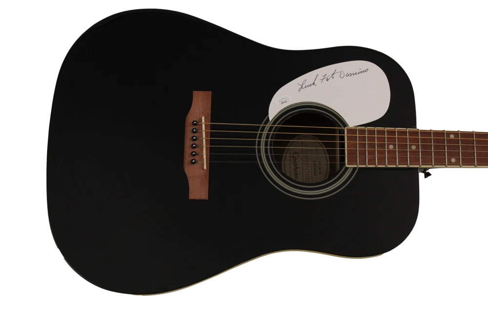 FATS DOMINO SIGNED AUTOGRAPH GIBSON EPIPHONE ACOUSTIC GUITAR - MUSIC ICON W/ JSA
