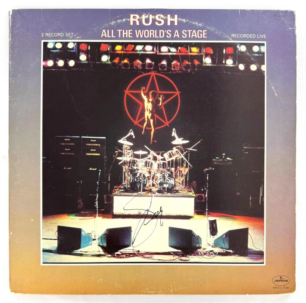 Geddy Lee Rush Signed Autograph Album Vinyl Record - All World's A Stage Beckett