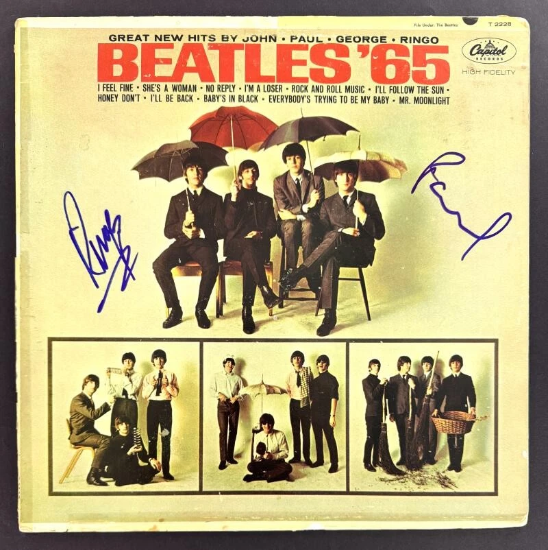 Paul McCartney & Ringo Starr Signed Autograph Album Record The Beatles 65 - JSA