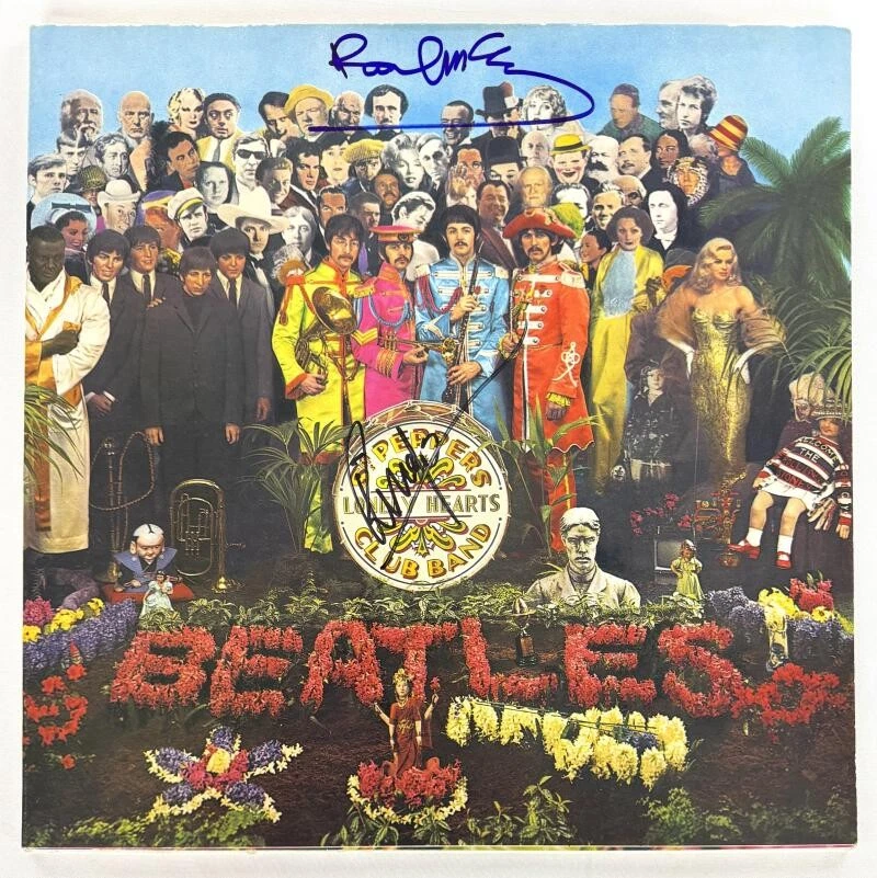Paul McCartney & Ringo Starr Signed Autograph Sgt Peppers Album Record - PSA COA