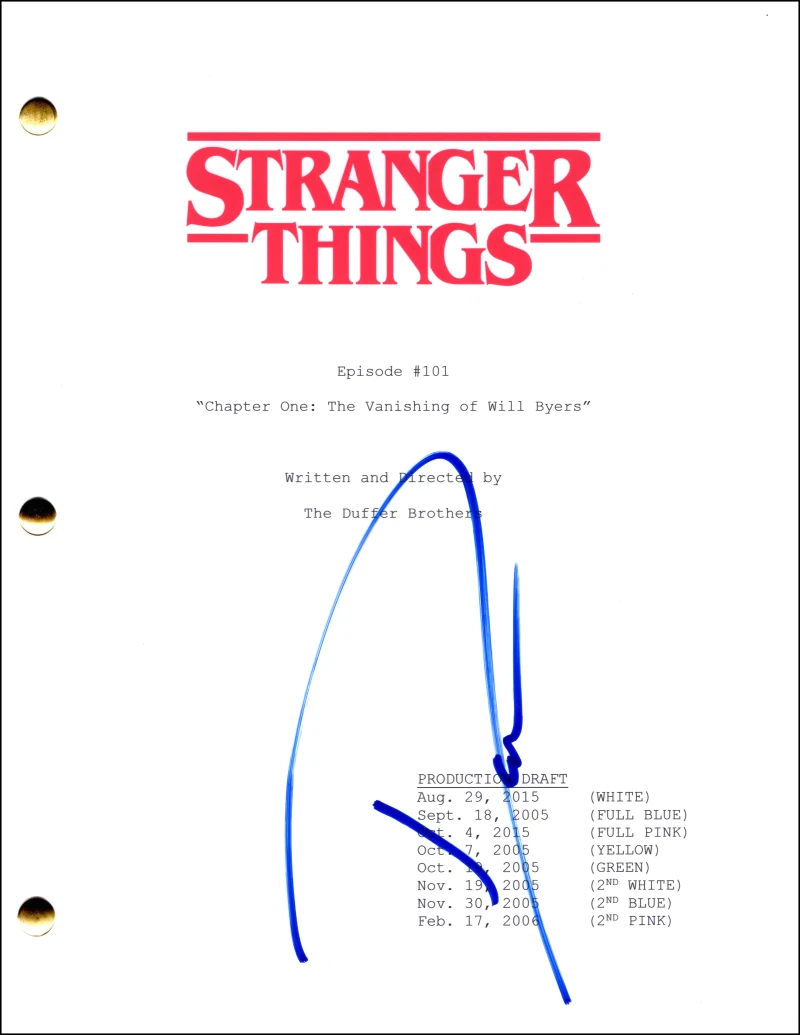 David Harbour Signed Autograph Stranger Things Pilot Script Screenplay - Hooper