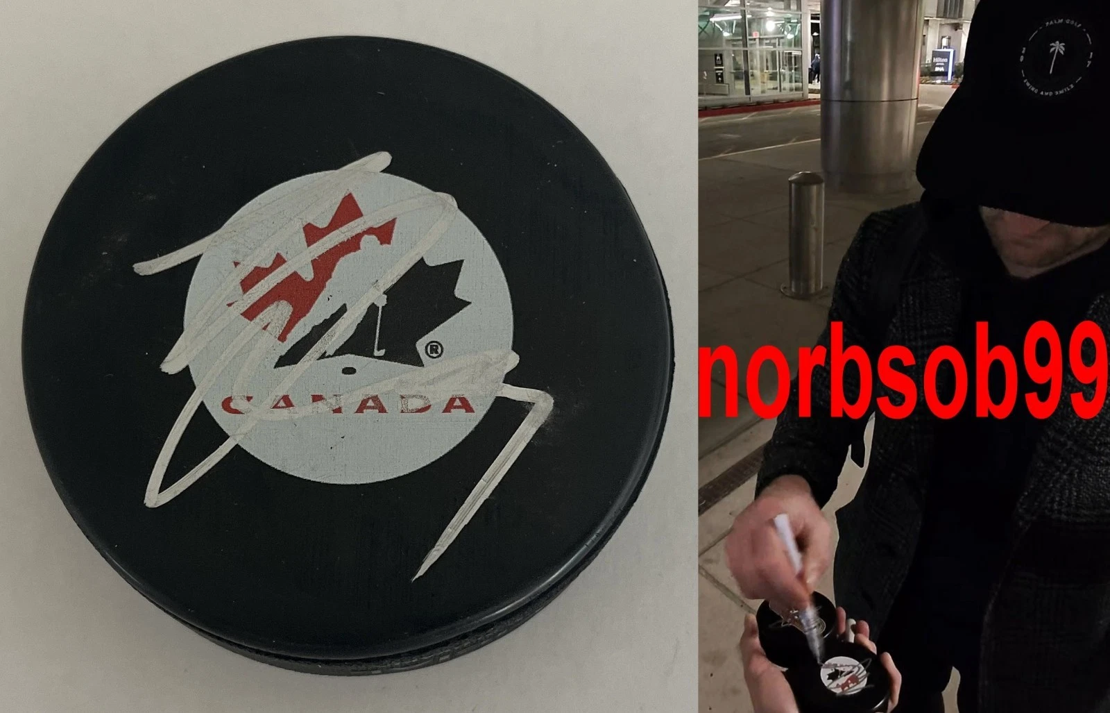 STEVEN STAMKOS SIGNED TEAM CANADA PUCK w/EXACT PROOF & BECKETT COA TB LIGHTNING