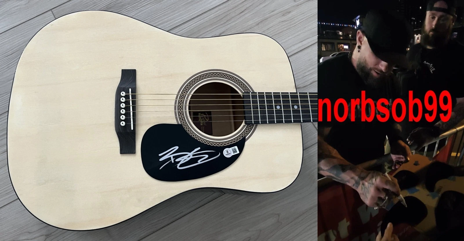 BRANTLEY GILBERT SIGNED AUTOGRAPH ACOUSTIC GUITAR w/EXACT PROOF & BECKETT COA
