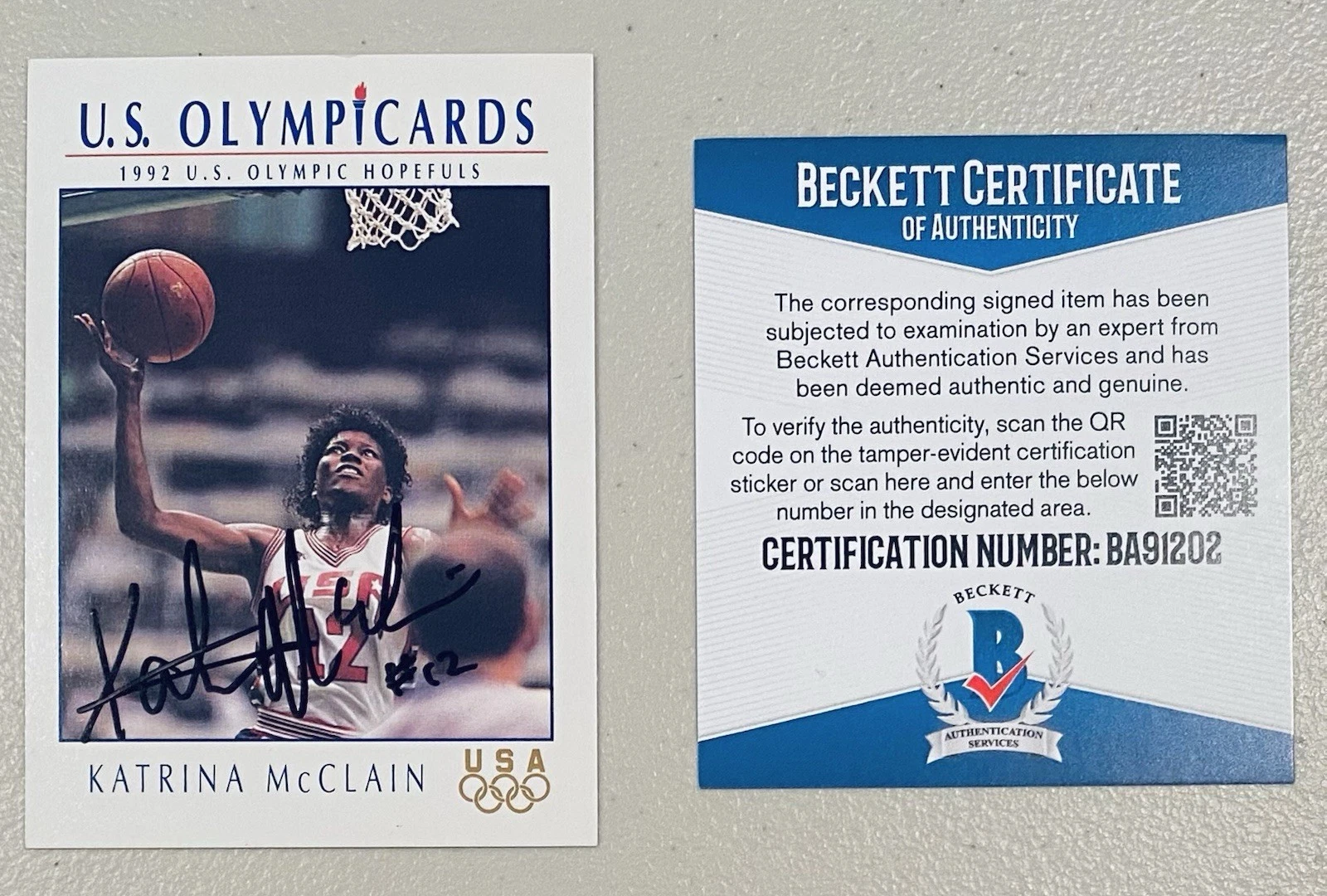 Katrina McClain Signed Autographed 1992 Impel Olympicard Card #22 Beckett BAS