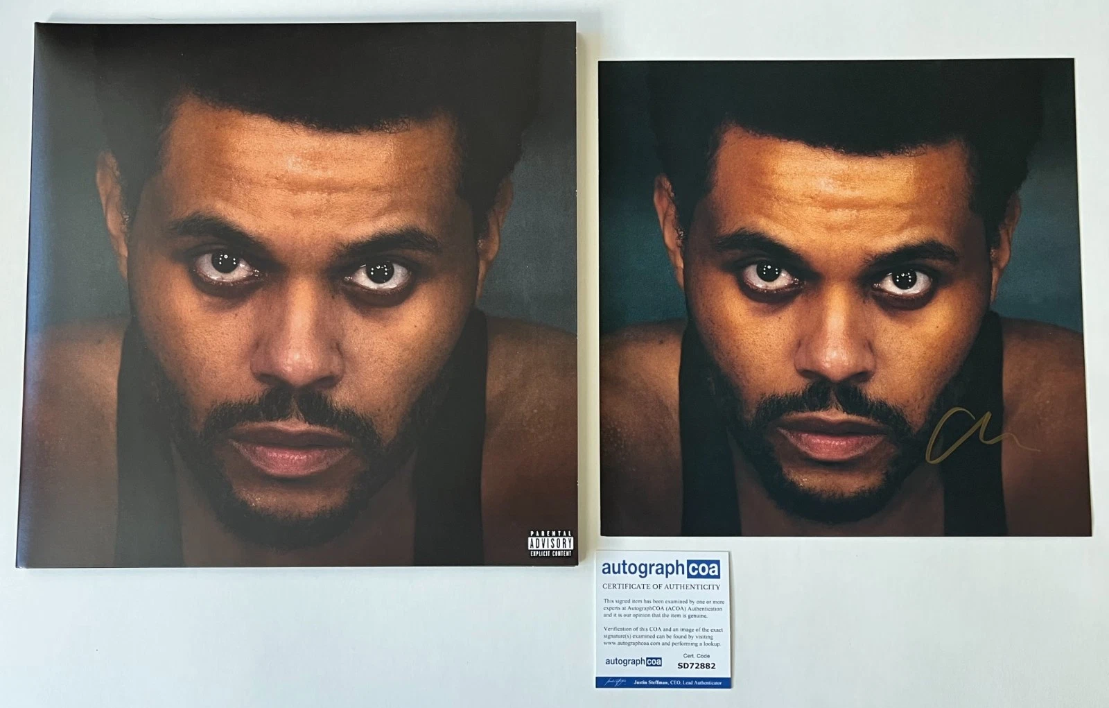 THE WEEKND SIGNED HURRY UP TOMORROW ALBUM FLAT w/ VINYL RECORD & AUTOGRAPH COA