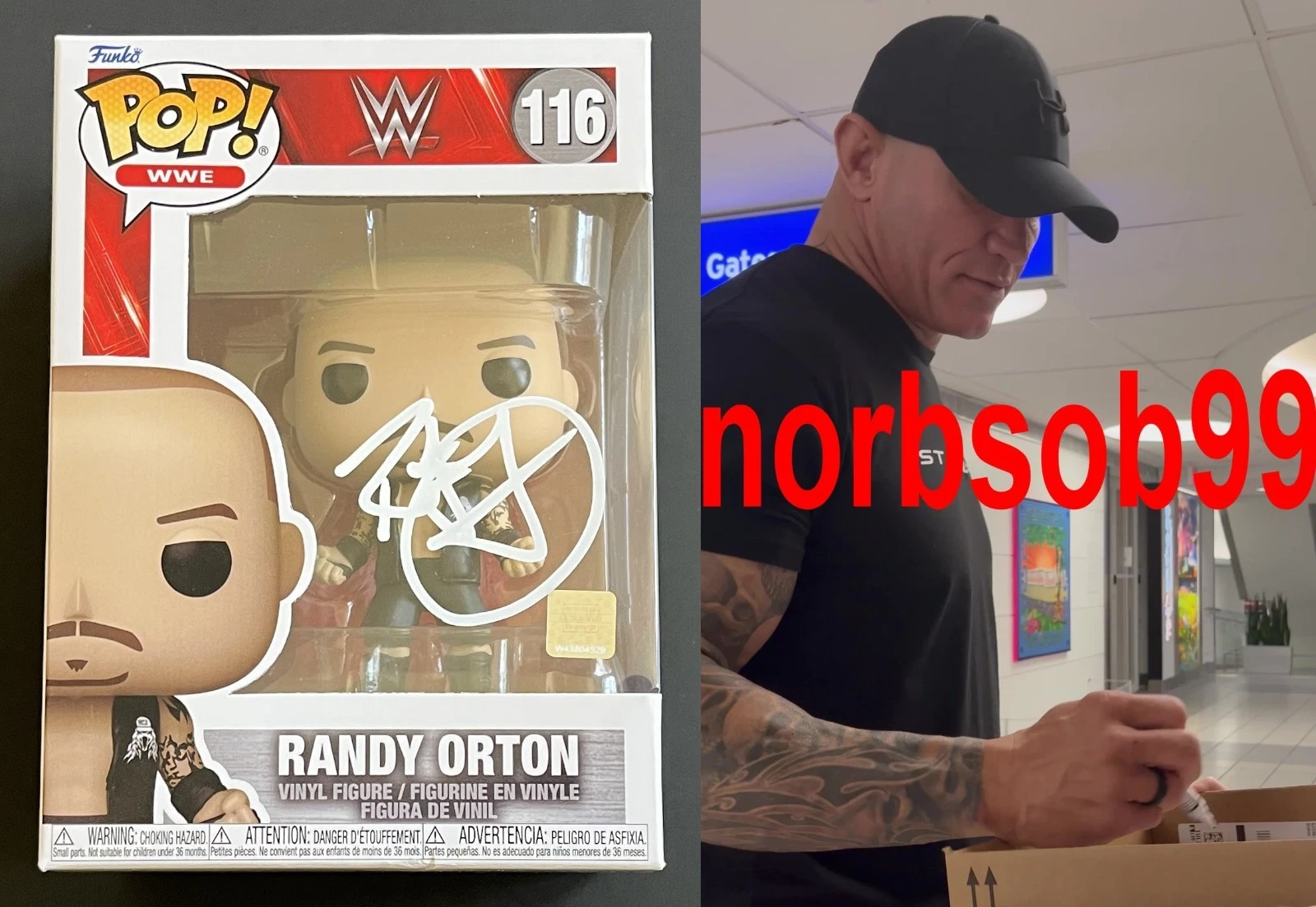 RANDY ORTON SIGNED AUTOGRAPH WWE POP FUNKO 116 w/EXACT VIDEO PROOF & BECKETT COA