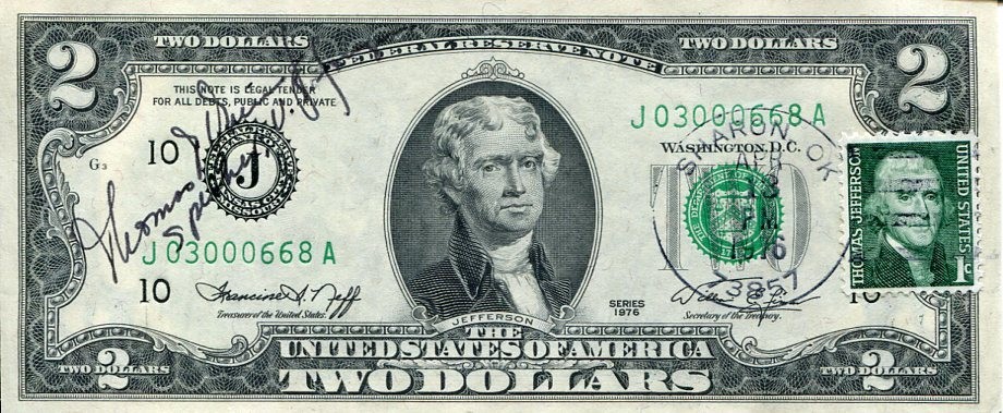 Tip O'Neill Speaker of the House Massachusetts Represen Signed Autograph $2 Bill