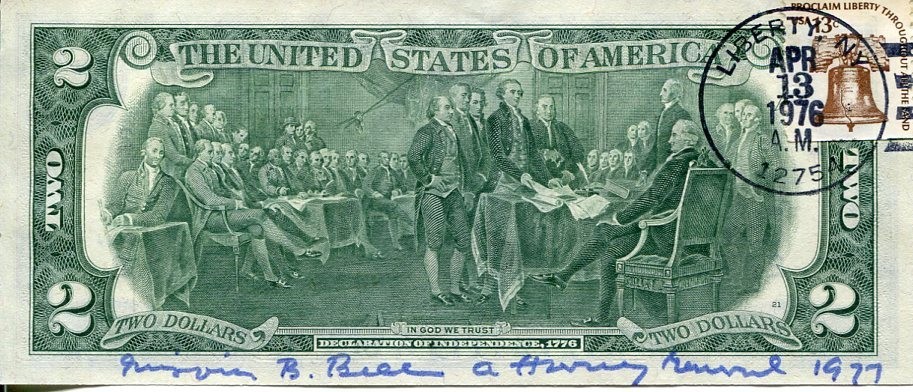 Griffin Bell US Attorney General Judge Law Carter Cabne Signed Autograph $2 Bill