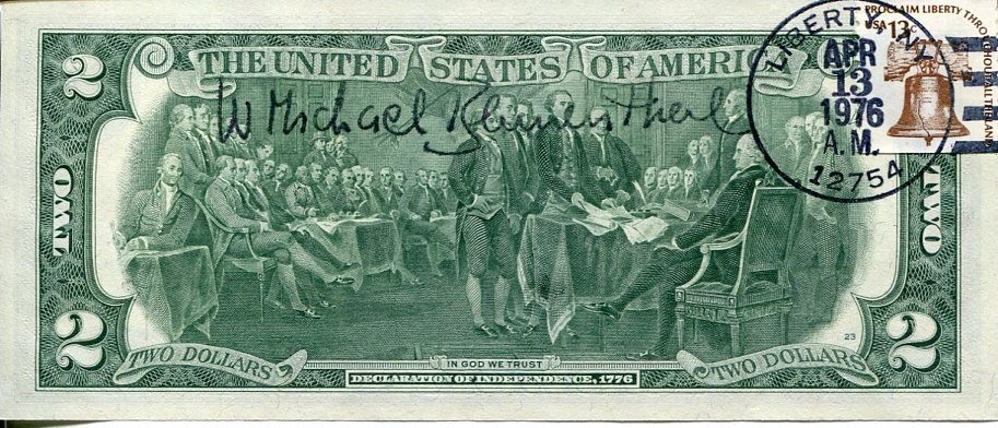 W. Michael Blumenthal Secretary of the Treasury Carter Signed Autograph $2 Bill