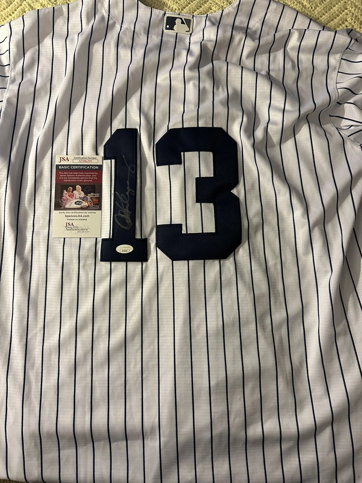 Alex Rodriguez SIGNED Yankees Jersey Stitched XL JSA Authentication COA