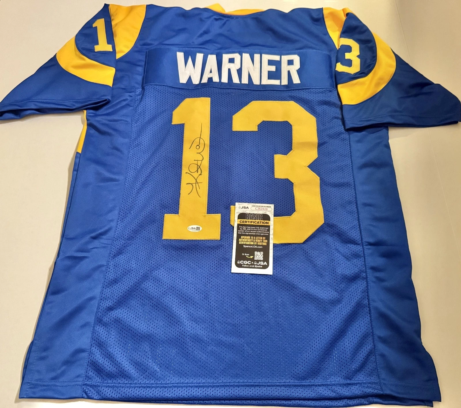 Kurt Warner St. Louis Rams signed Custom jersey autographed #1 JSA