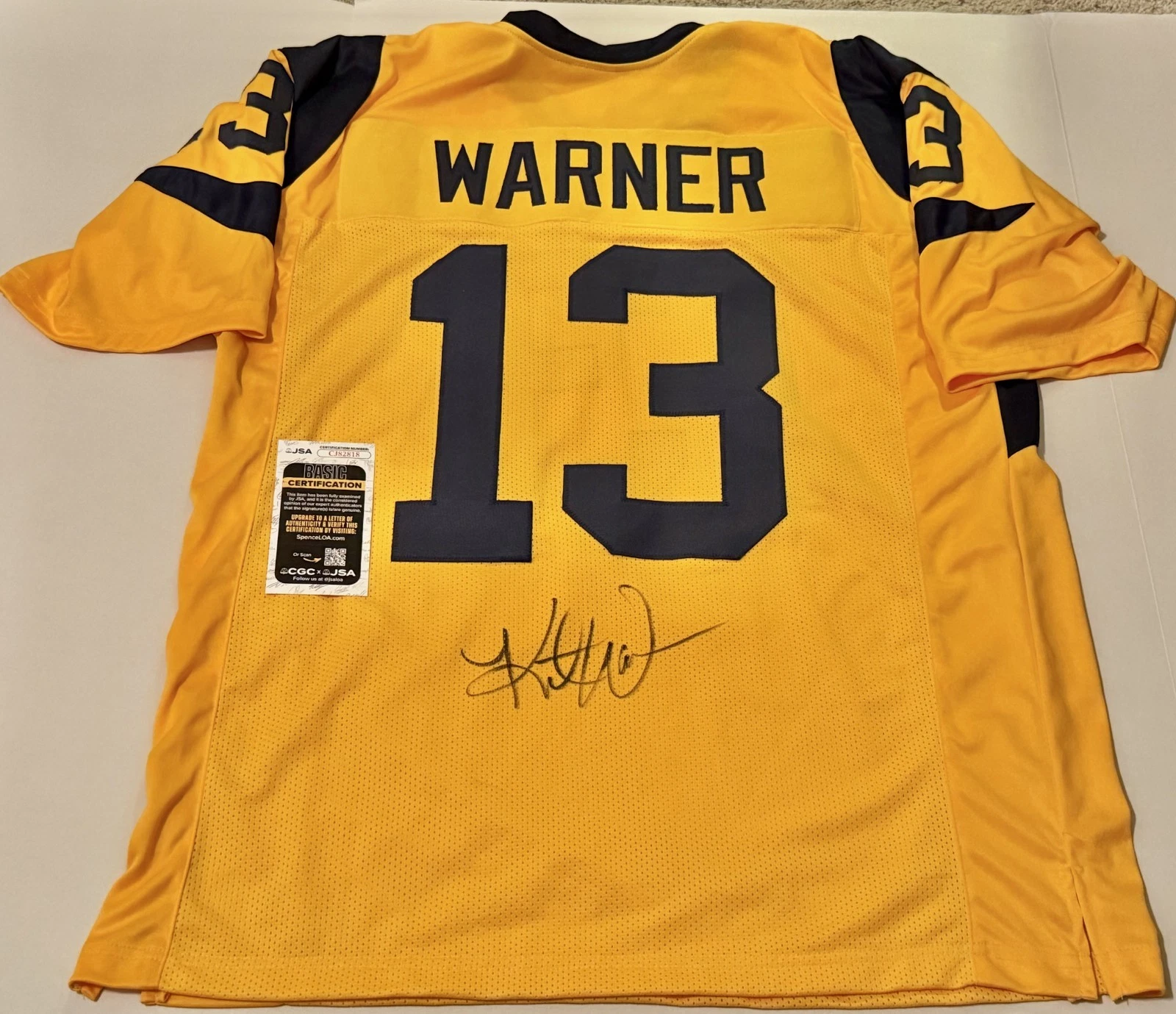 Kurt Warner St. Louis Rams signed Custom jersey autographed #3 JSA