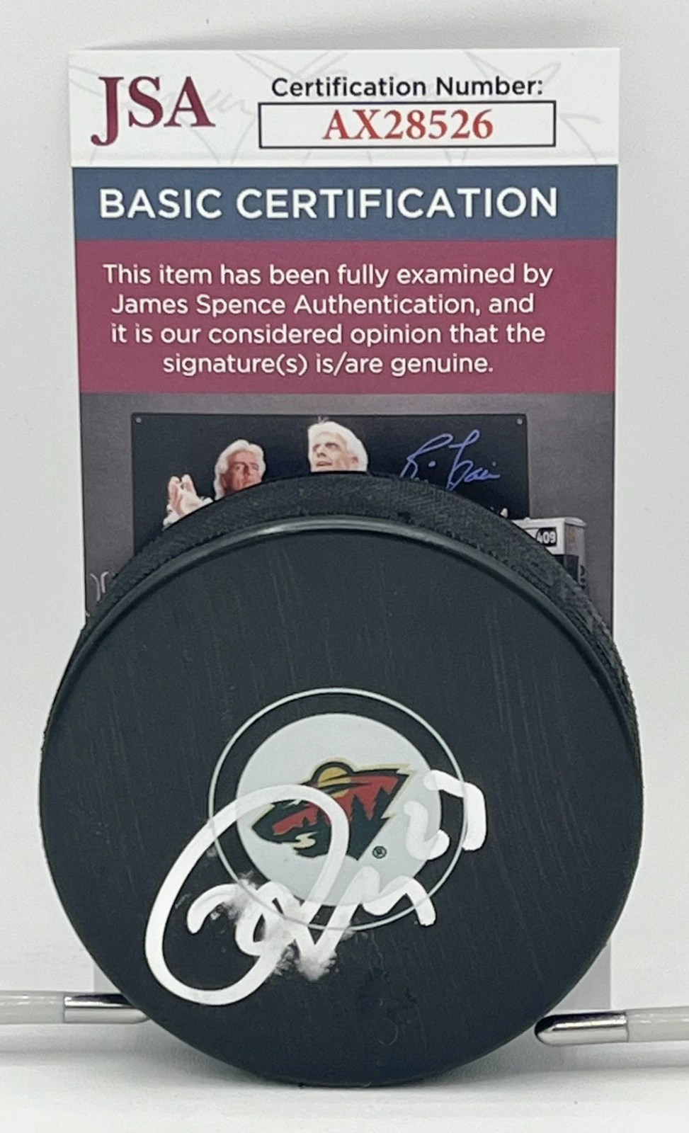 Marco Rossi signed Minnesota Wild Logo Puck autographed JSA COA