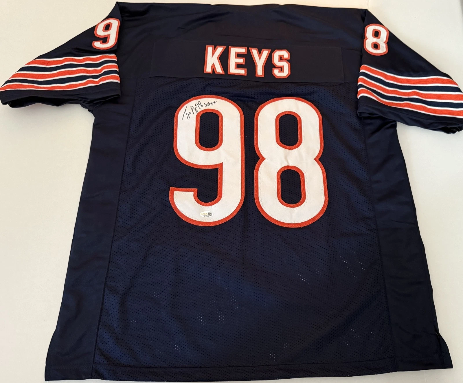 Tyrone Keys Chicago Bears signed Custom jersey + SB XX autographed JSA Witnessed