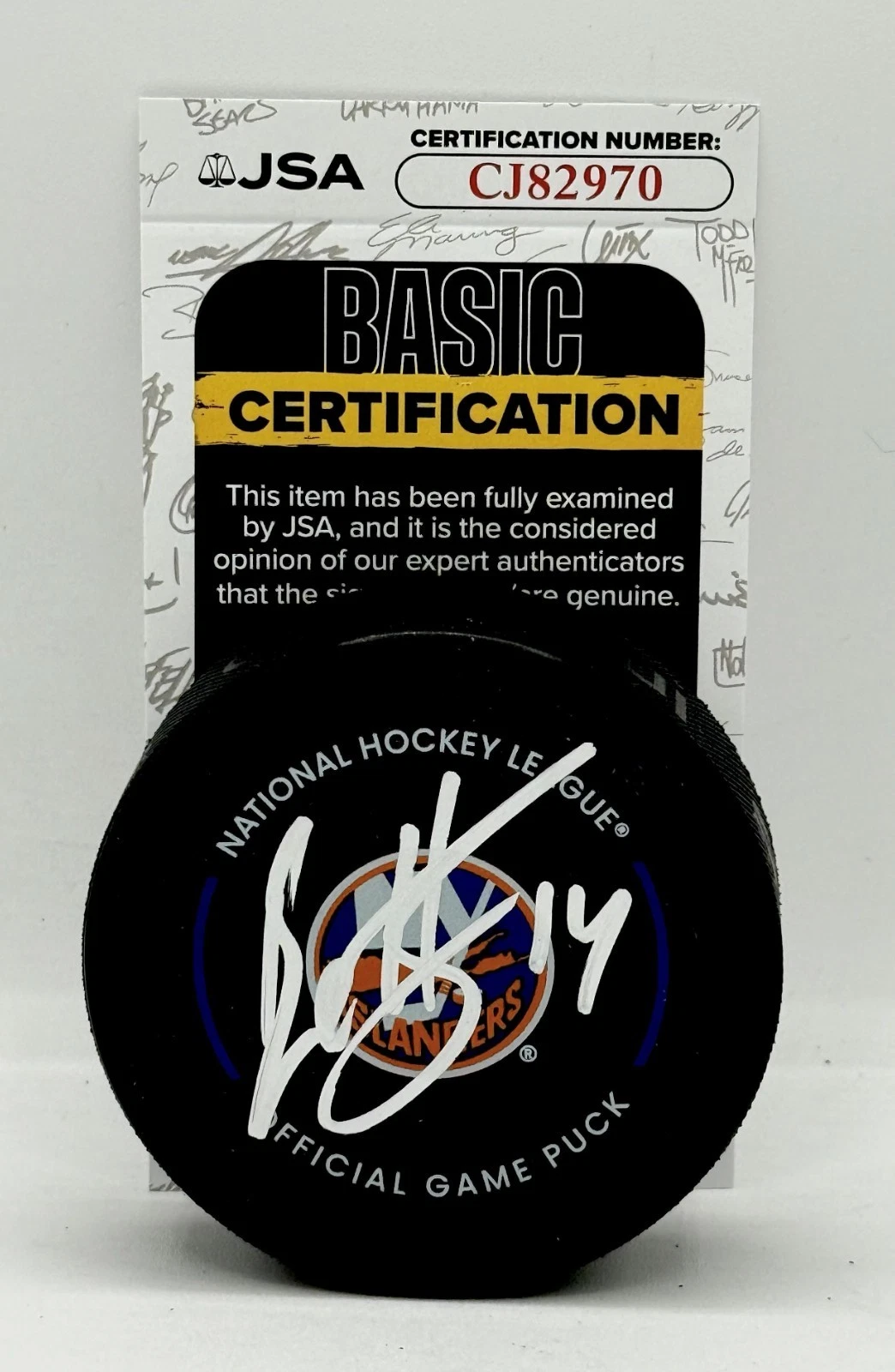 Bo Horvat signed New York Islanders Game Puck autographed JSA