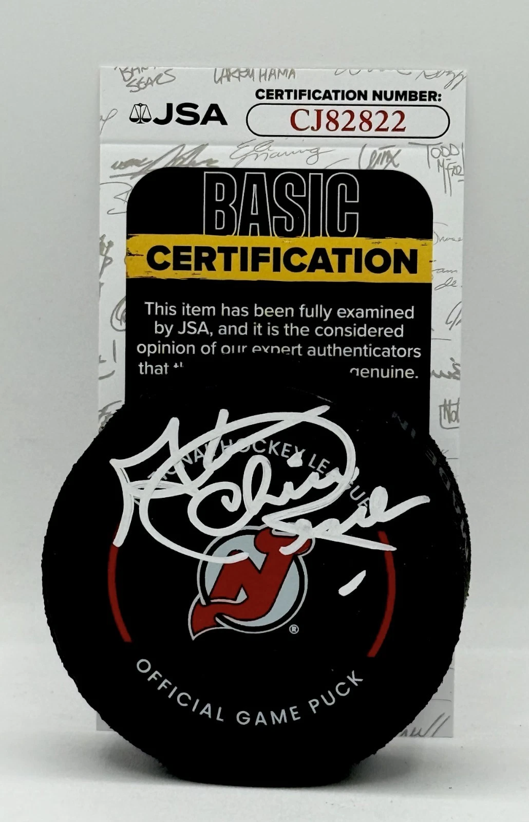 Chico Resch signed New Jersey Devils Official Game Puck autographed JSA COA