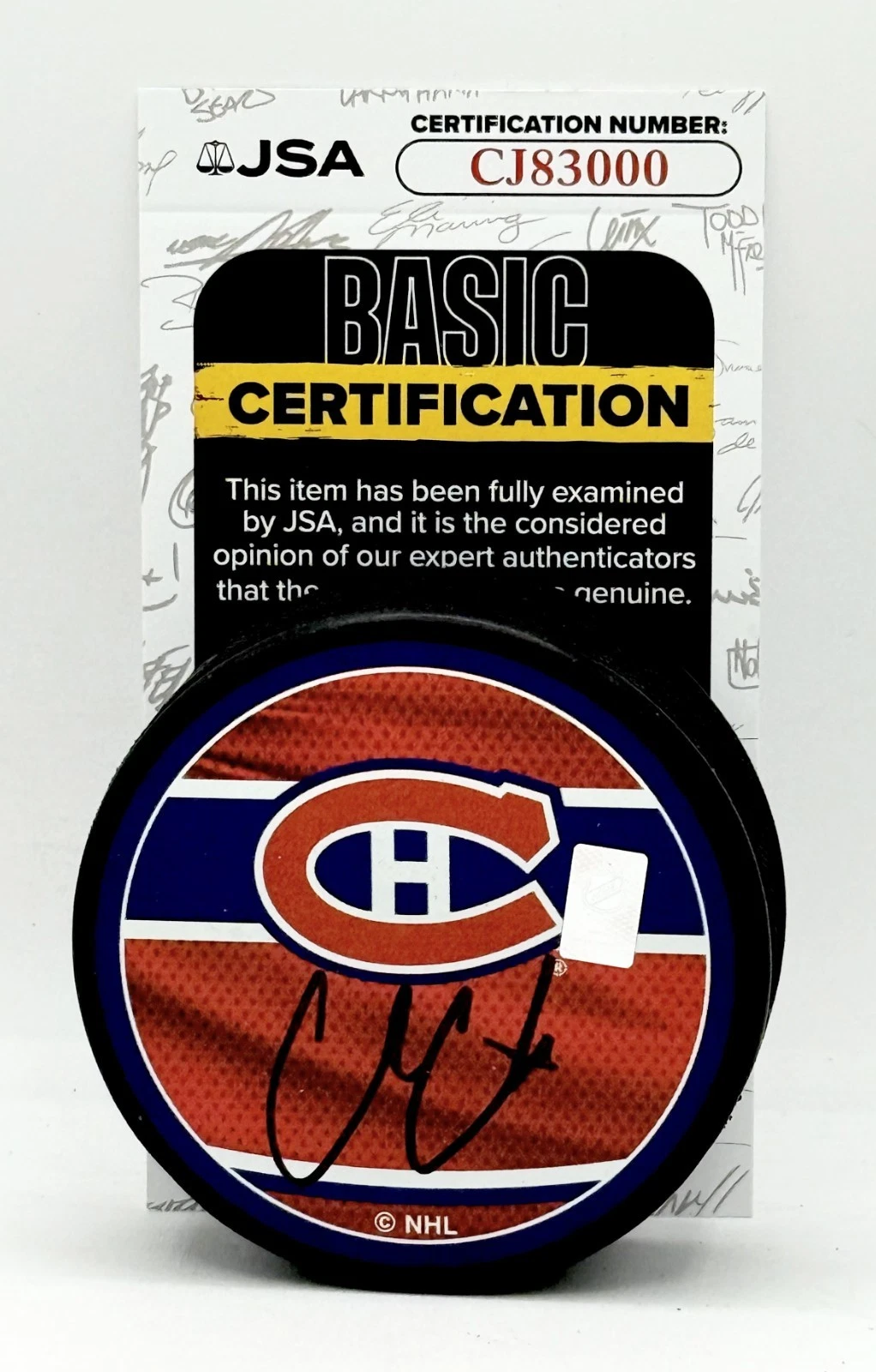 Cole Caufield signed Montreal Canadiens Reverse Retro Puck autographed JSA