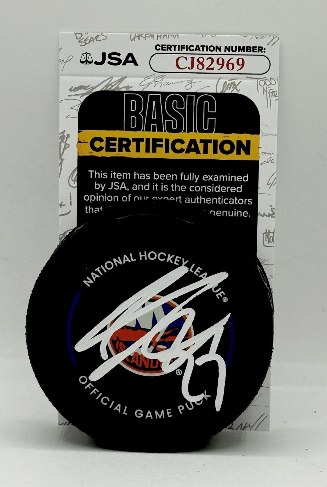 Jonathan Drouin signed New York Islanders Official Game Puck autographed JSA