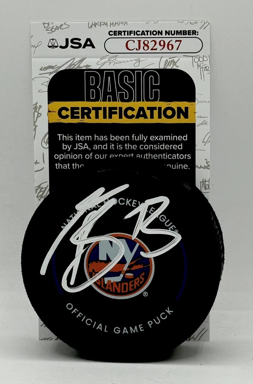 Mathew Barzal signed New York Islanders Official Game Puck autographed JSA COA
