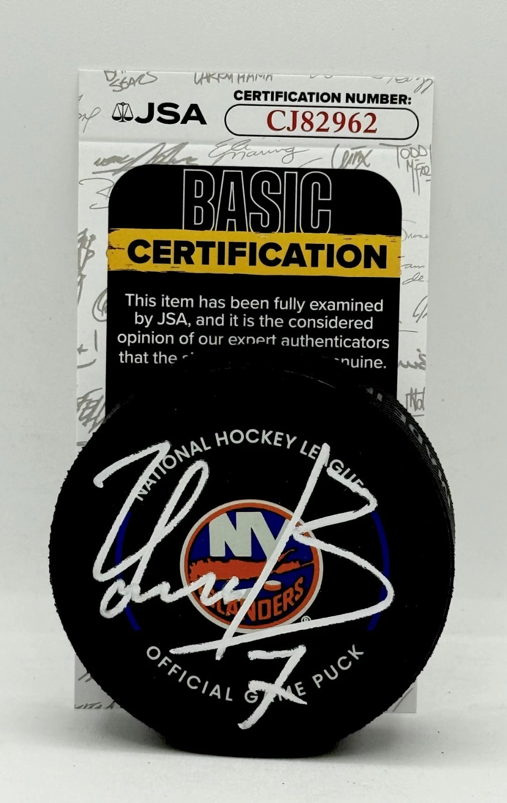Maxim Tsyplakov signed New York Islanders Official Game Puck autographed JSA