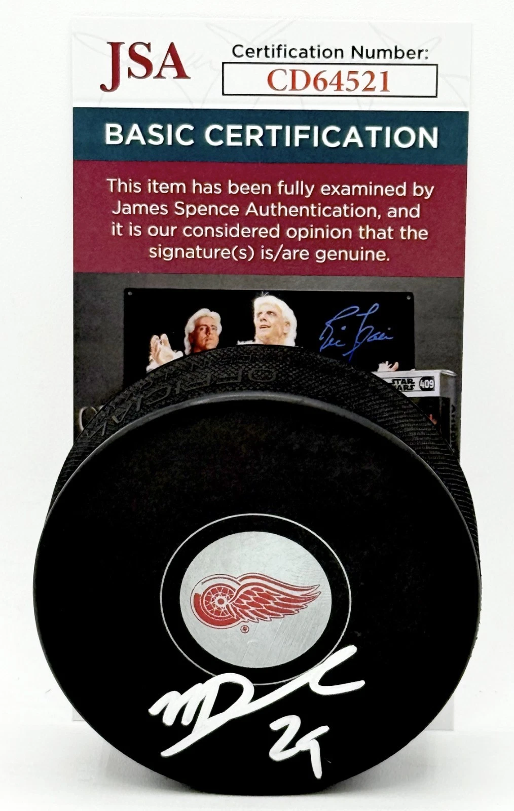 Nate Danielson signed Detroit Red Wings Logo Puck autographed JSA