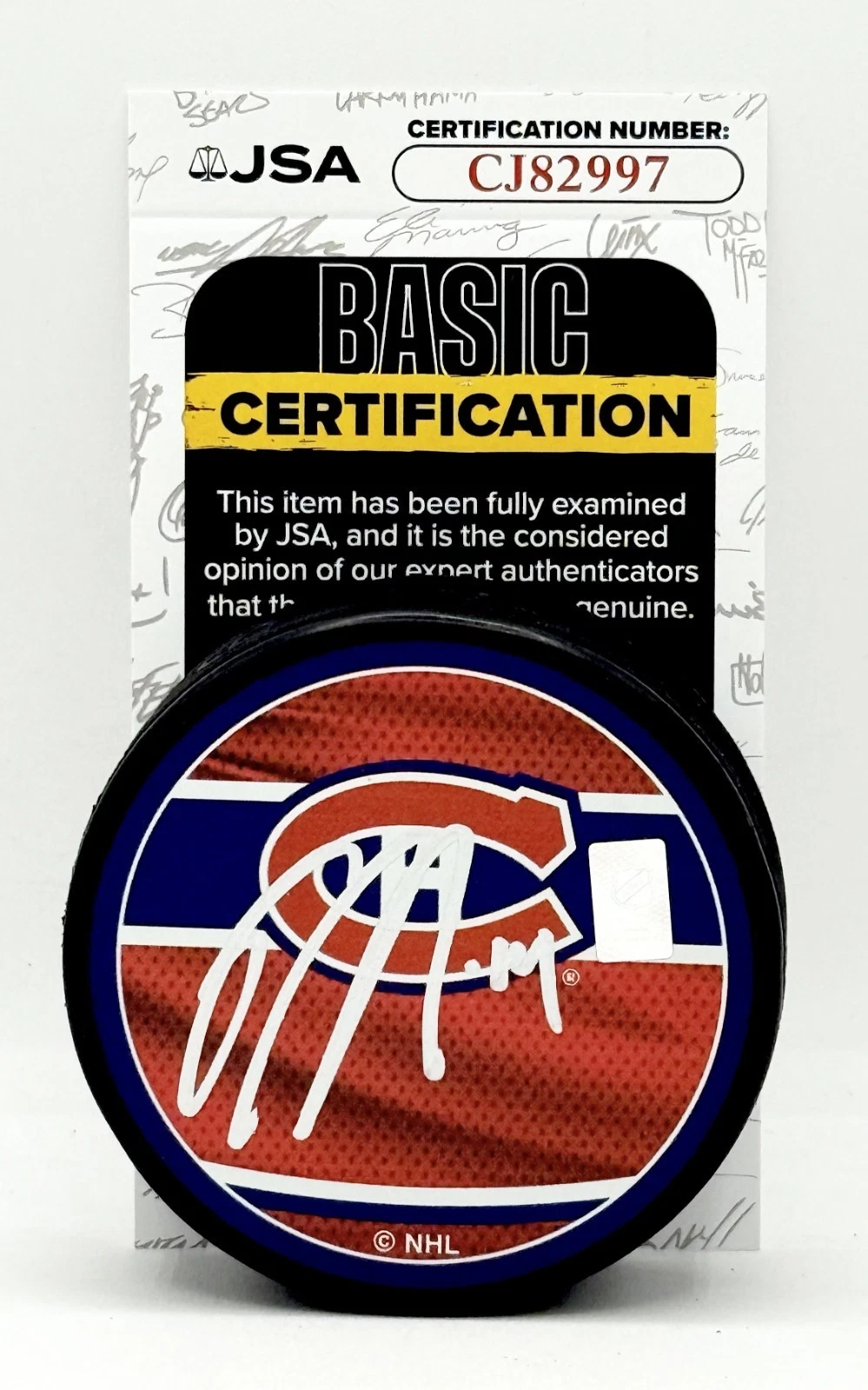 Nick Suzuki signed Montreal Canadiens Reverse Retro Puck autographed JSA