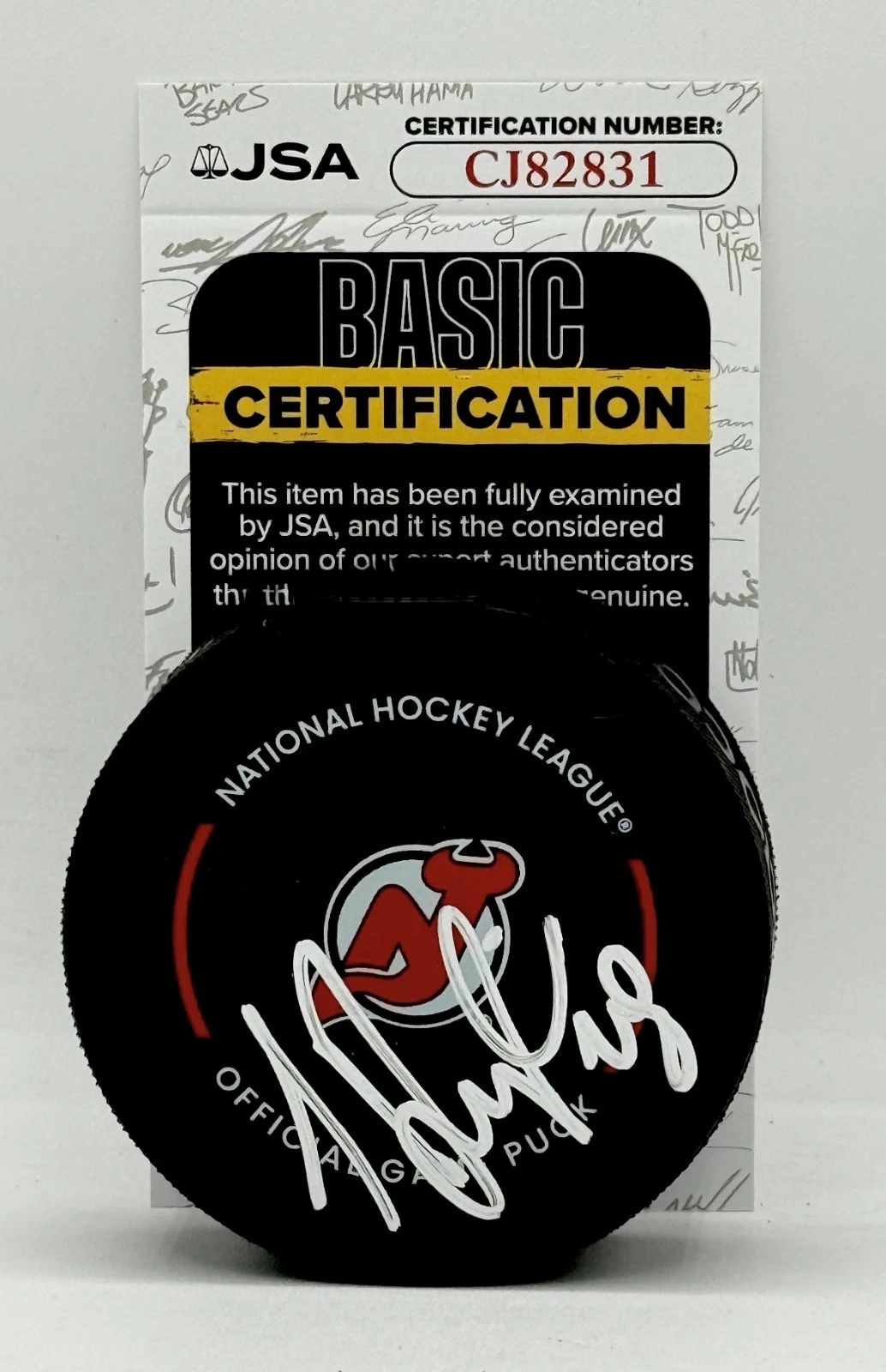Sergei Brylin signed New Jersey Devils Official Game Puck autographed JSA