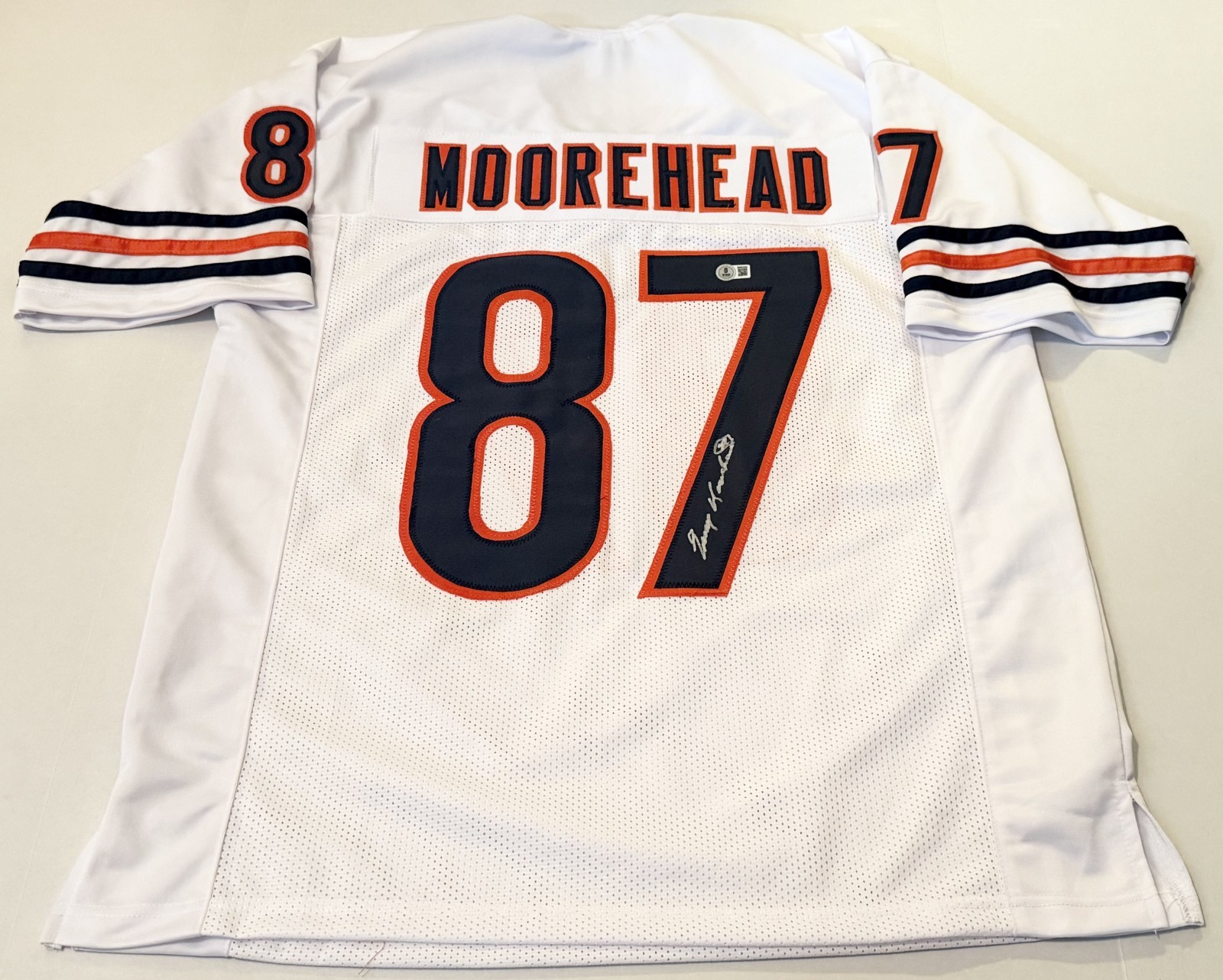 Emery Moorehead Chicago Bears signed White Custom jersey Beckett Witnessed