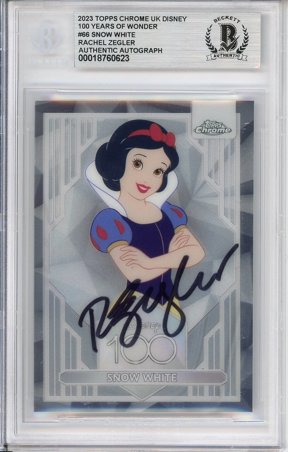 2023 Topps Chrome Disney 100 Snow White Rachel Zegler SIGNED Card BAS Beckett
