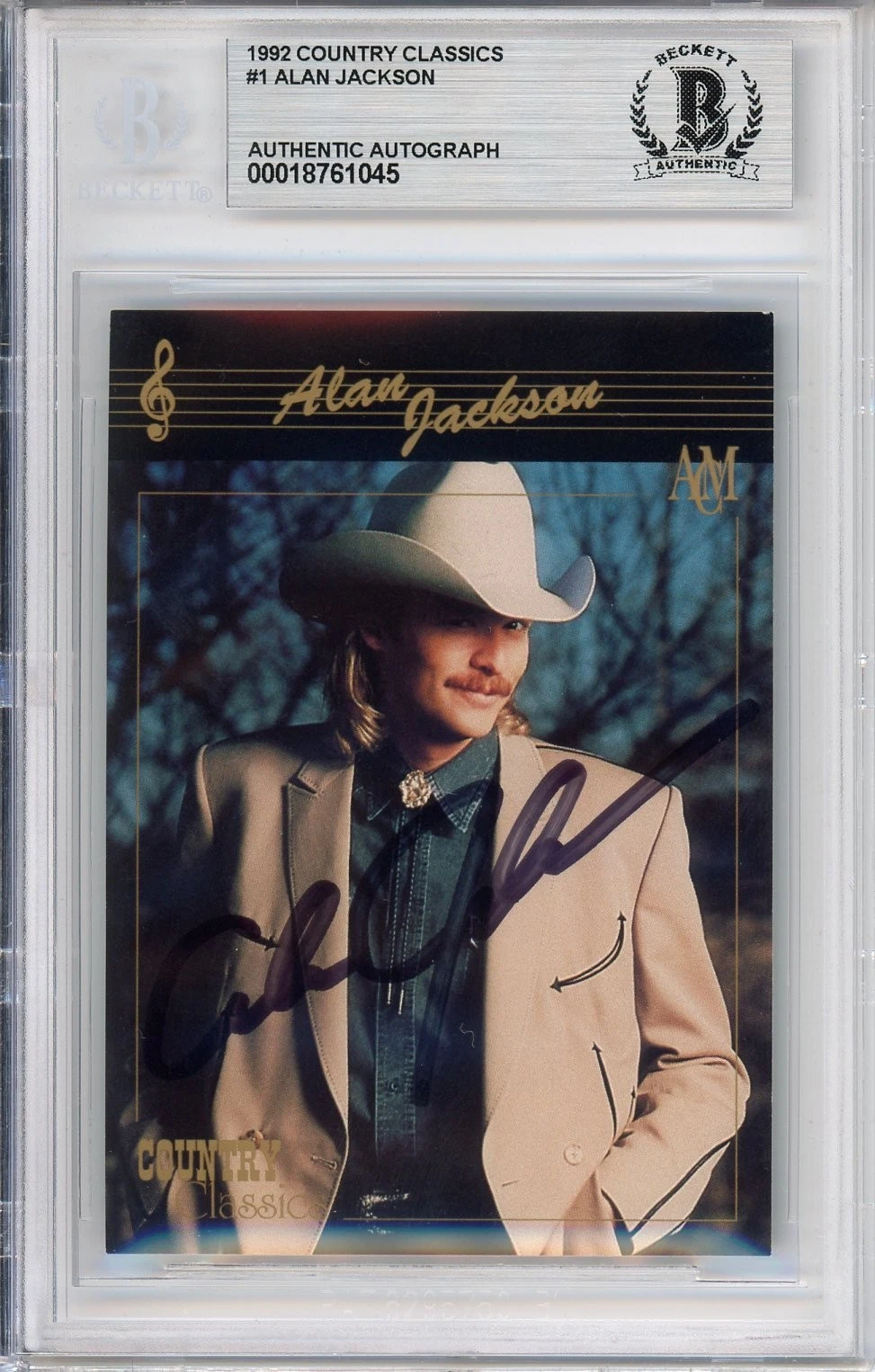 1992 Country Classics Music Card Alan Jackson SIGNED AUTOGRAPH BAS Beckett COA