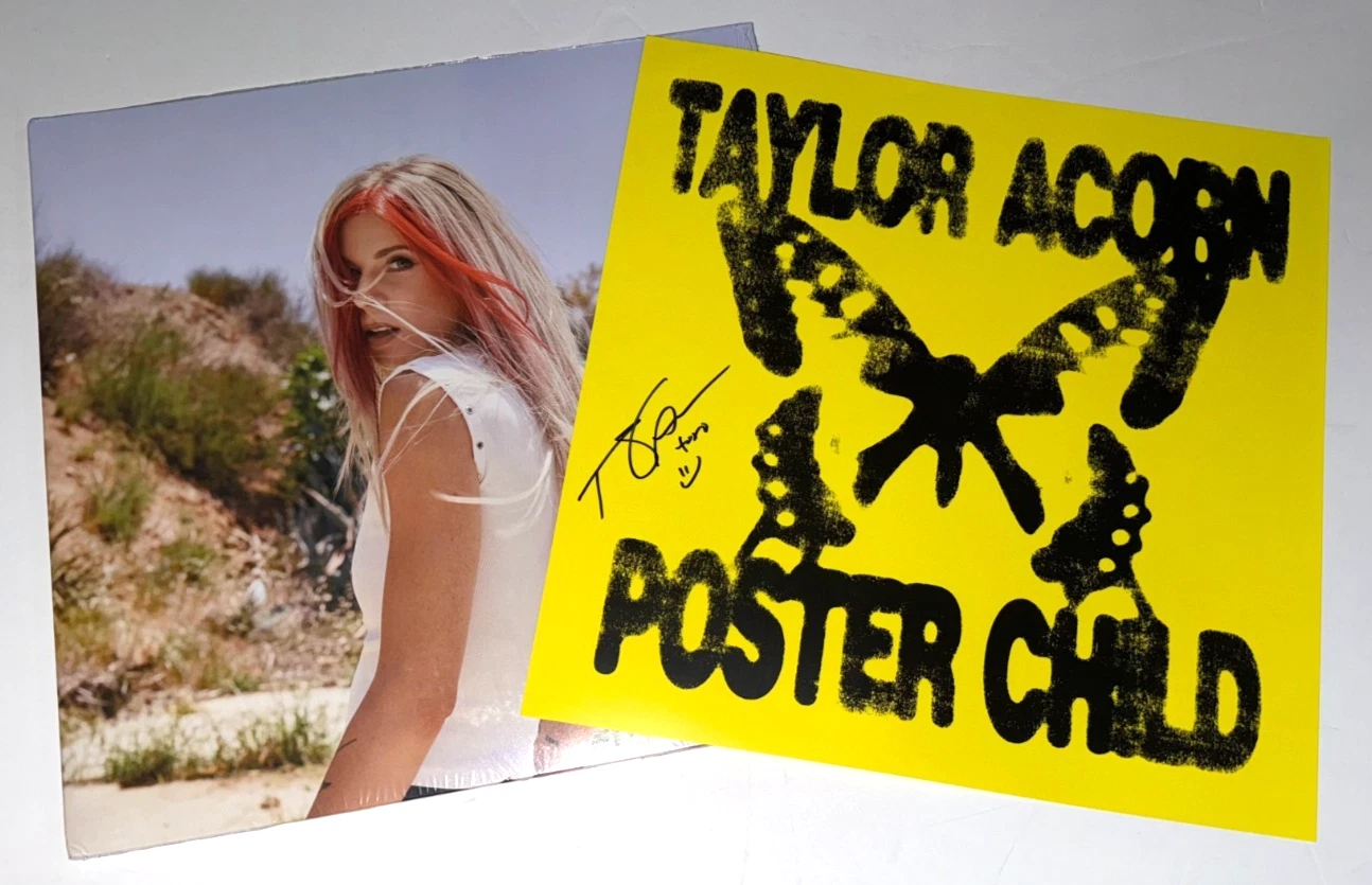 Taylor Acorn New Yellow Vinyl + REAL hand SIGNED poster insert #2 COA Autograph