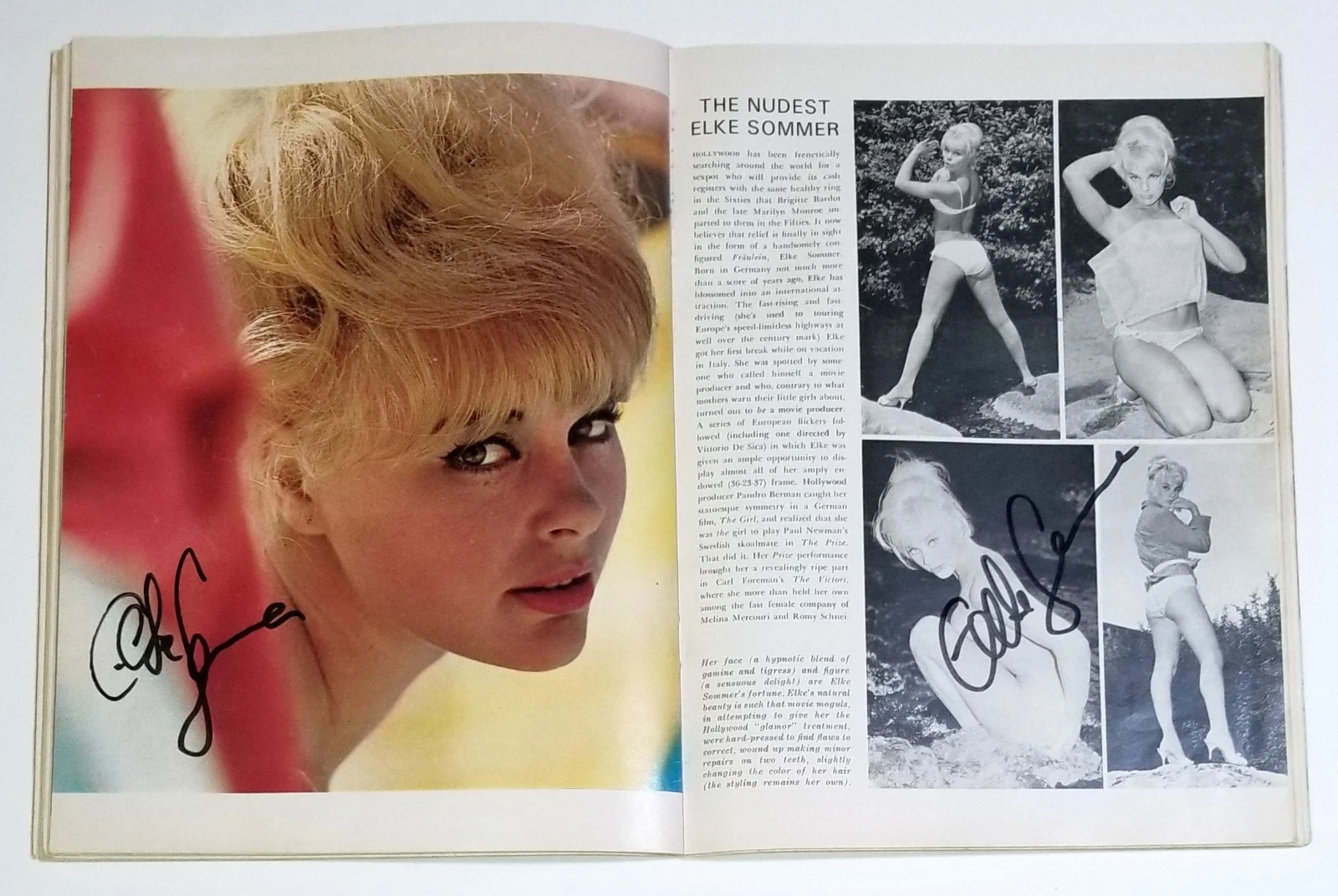 Elke Sommer REAL hand 3x SIGNED September 1964 Playboy Magazine COA Autographed
