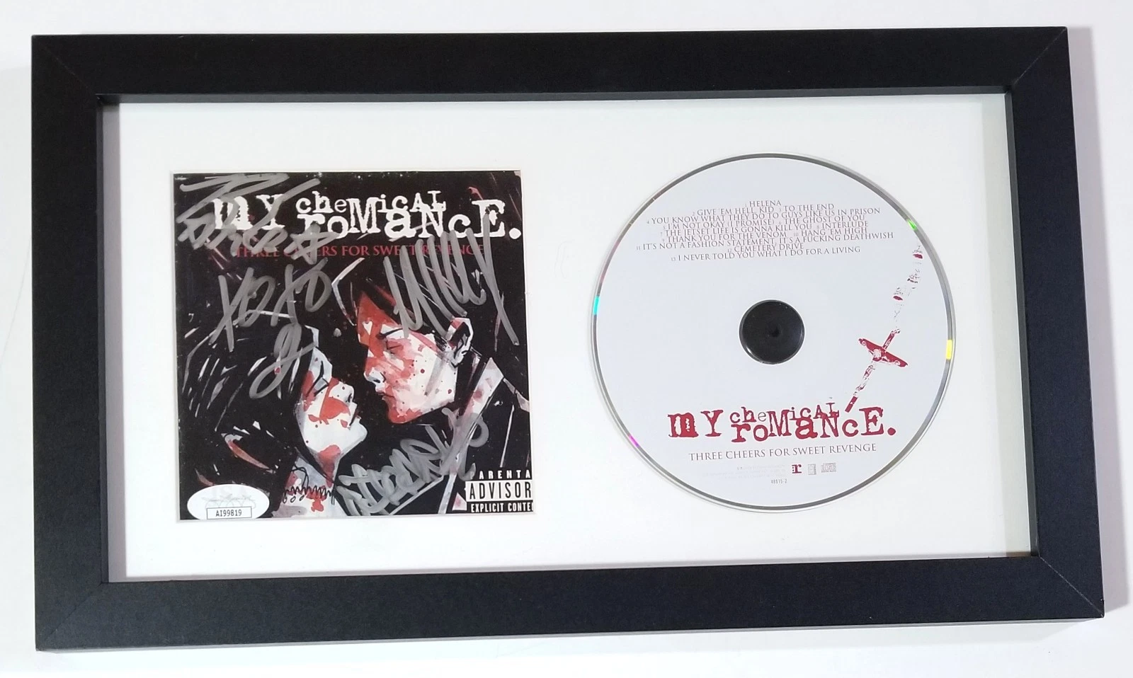 My Chemical Romance SIGNED Three Cheers Sweet Revenge CD Framed Display JSA COA