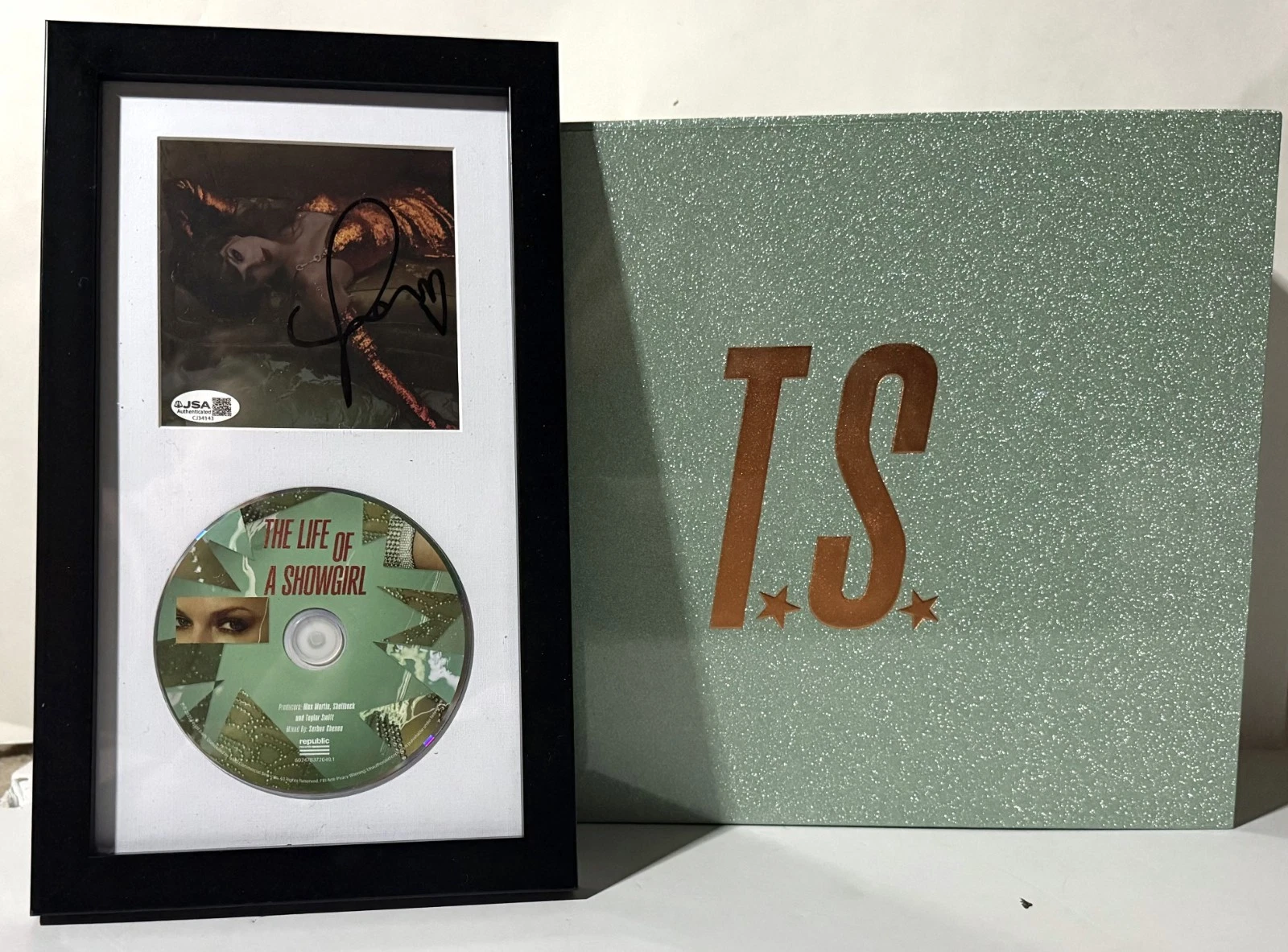 Taylor Swift Showgirl Sz S Crewneck Sweatshirt Box + SIGNED Framed CD JSA COA !!