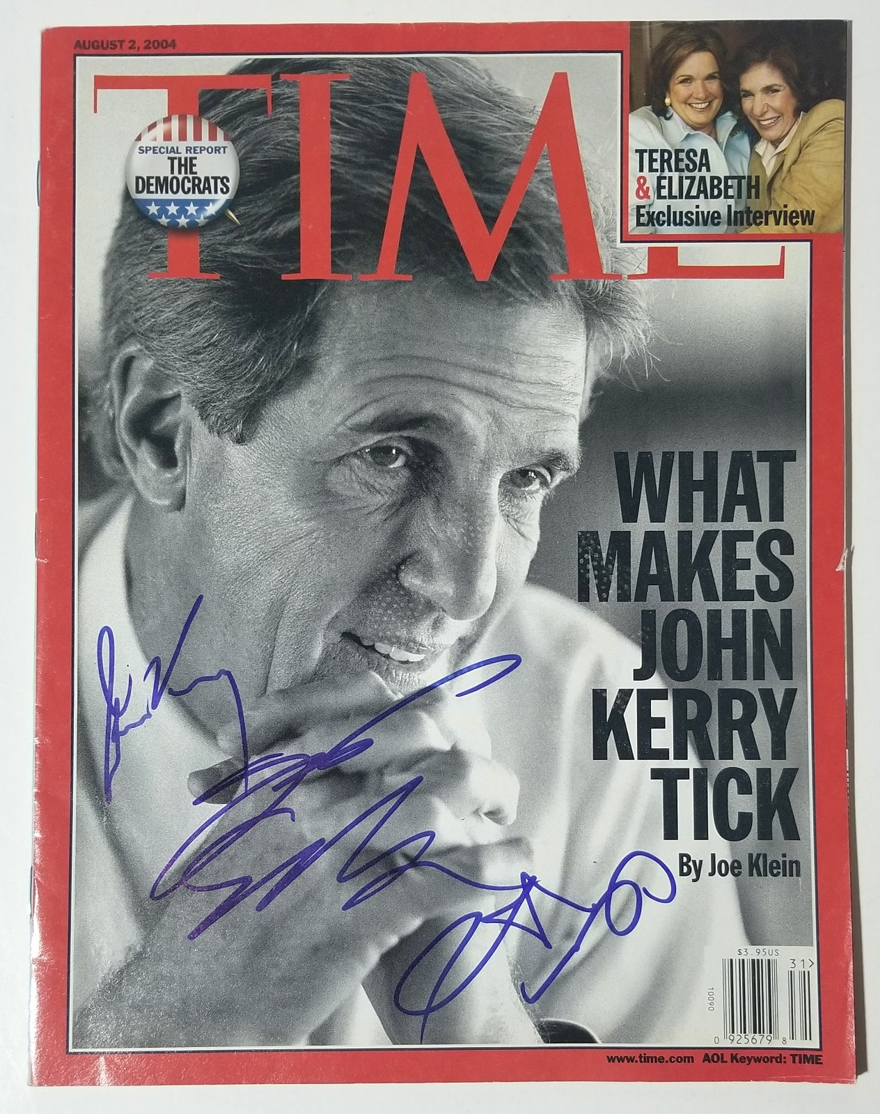 John Kerry + John Edwards + Chris Heinz  SIGNED 2004 TIME Magazine COA Autograph
