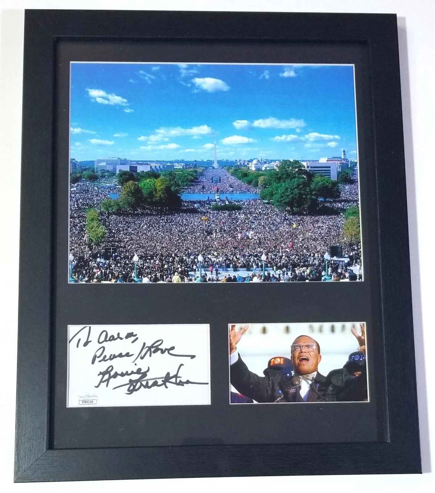 Louis Farrakhan hand SIGNED Framed & Matted Million Man March Display JSA COA