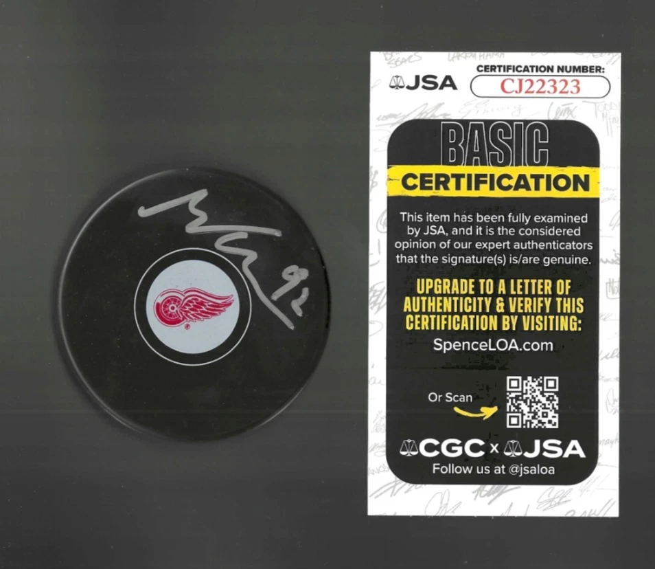 Marco Kasper Signed Detroit Red Wings Puck JSA COA