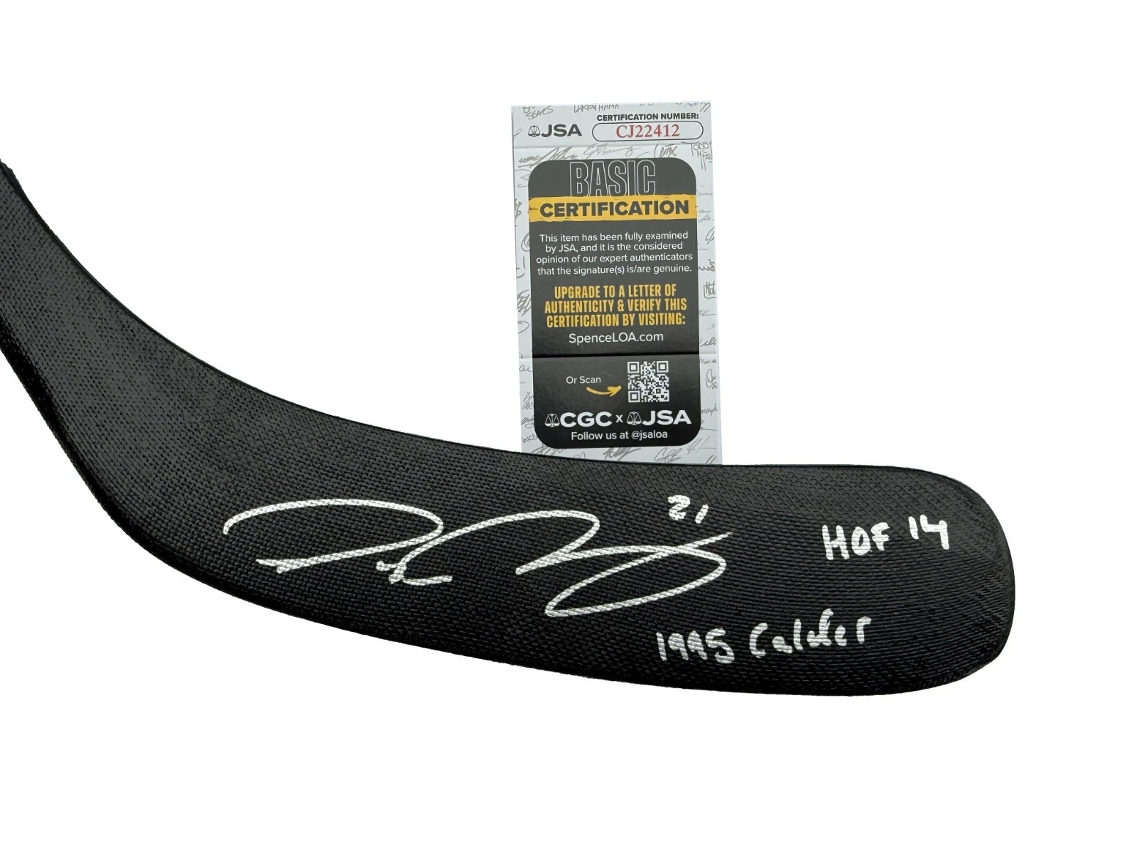 Peter Forsberg Signed Inscribed 1995 Calder Quebec Nordiques Stick JSA COA