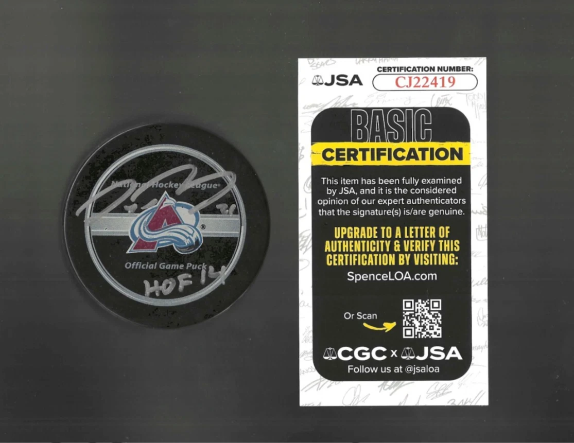 Peter Forsberg Signed Inscribed Colorado Avalanche Official Game Puck #2 JSA COA