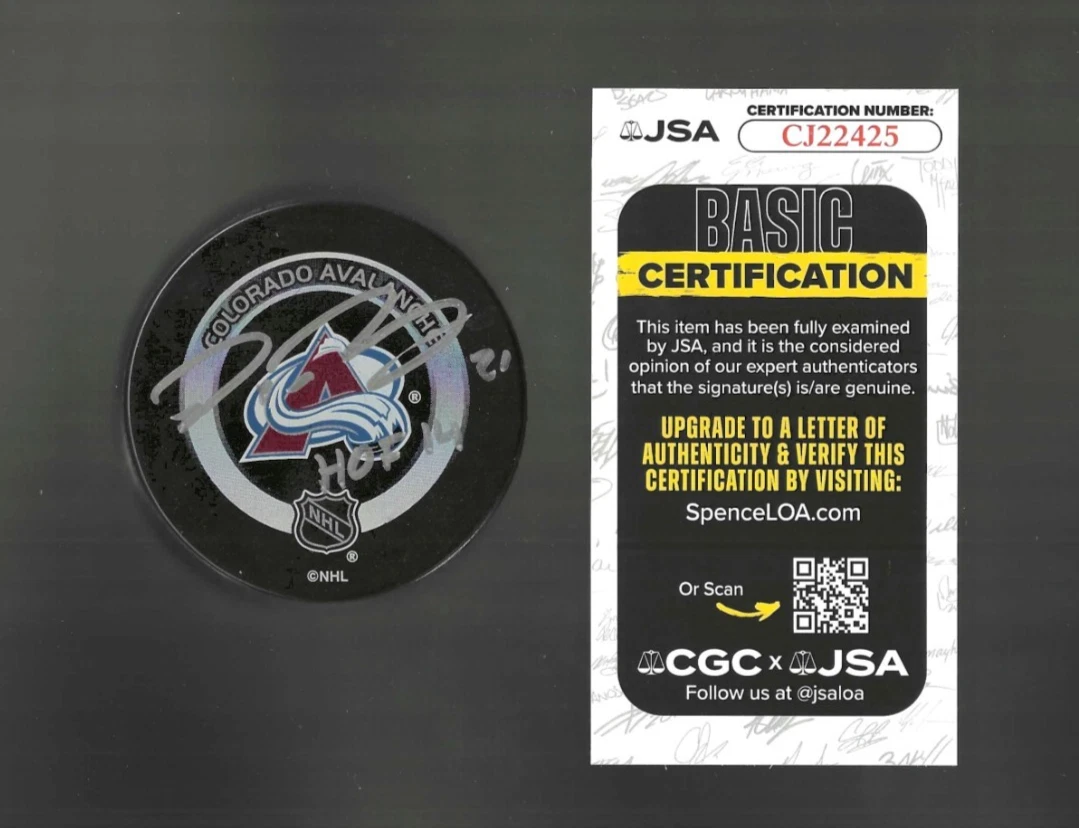 Peter Forsberg Signed Inscribed Colorado Avalanche Official Game Puck #3 JSA COA