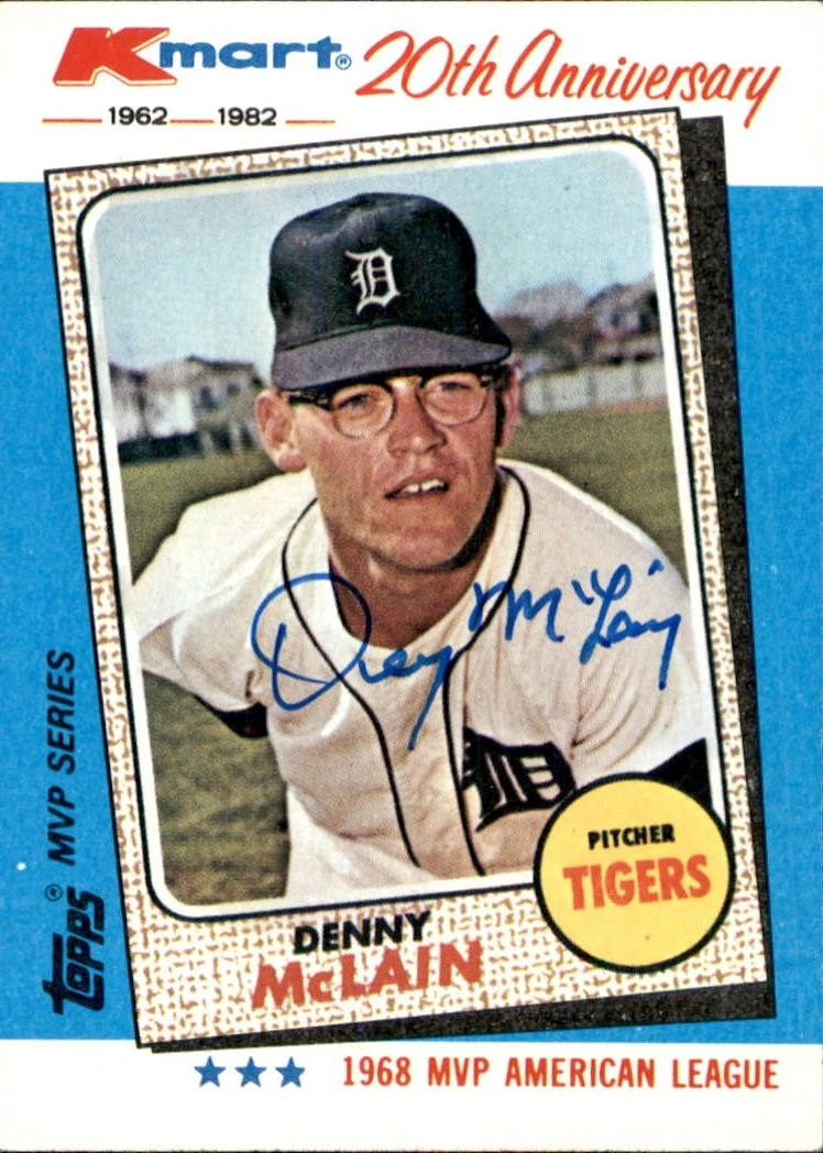 Denny McLain Signed 1982 Topps MVP Series KMart Card #13 Detroit Tigers
