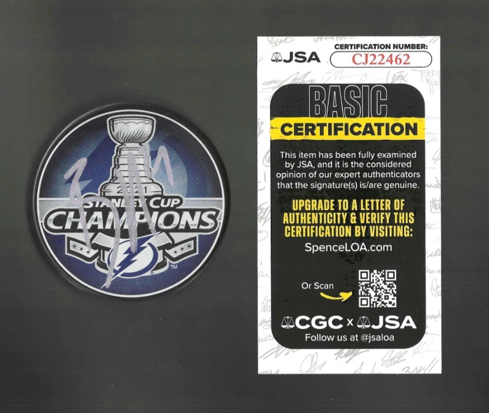 Brayden Point Signed Tampa Bay Lightning 2021 Stanley Cup Champs Puck JSA COA