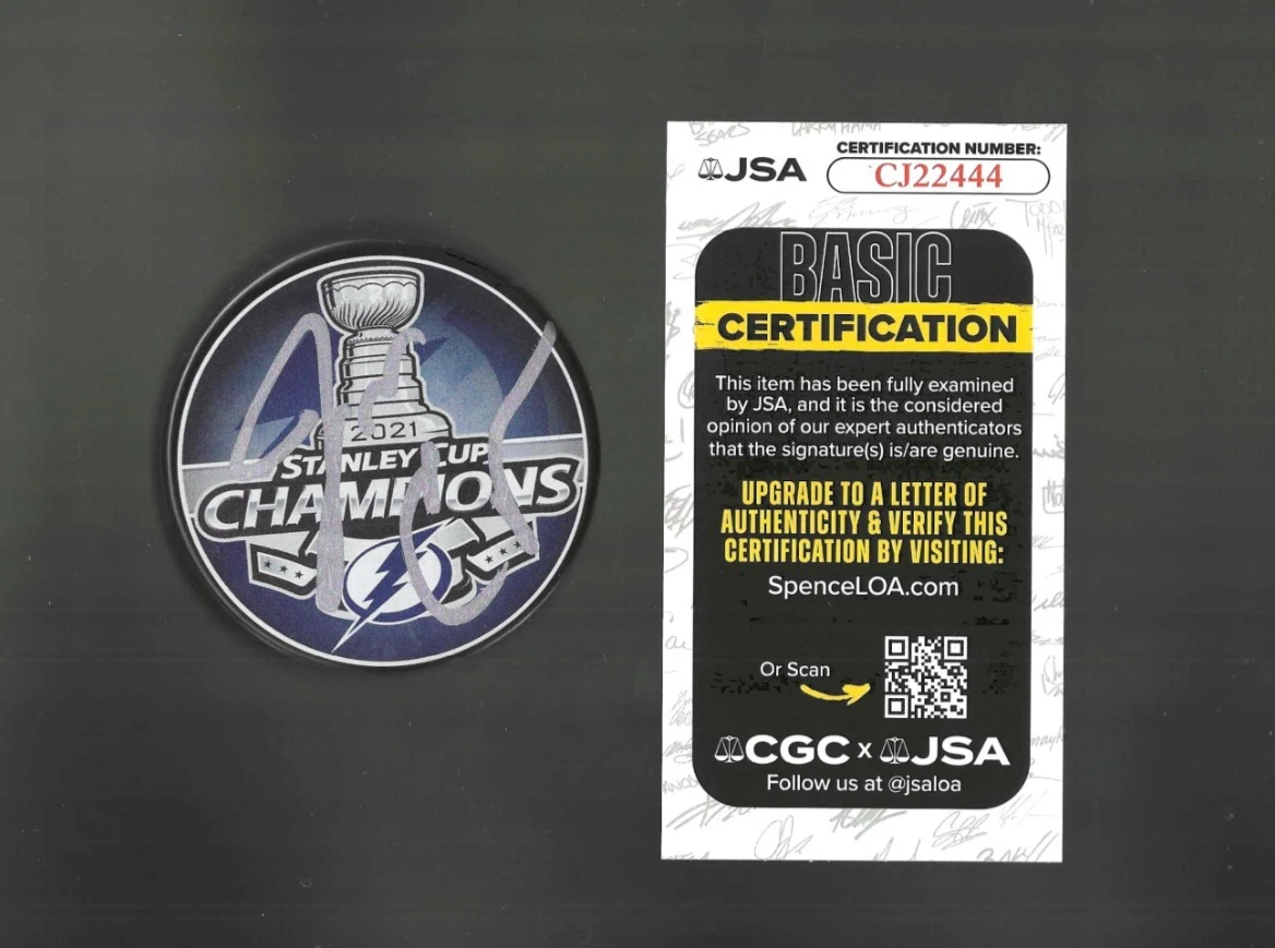 Jon Cooper Signed Tampa Bay Lightning 2021 Stanley Cup Champs Puck JSA COA