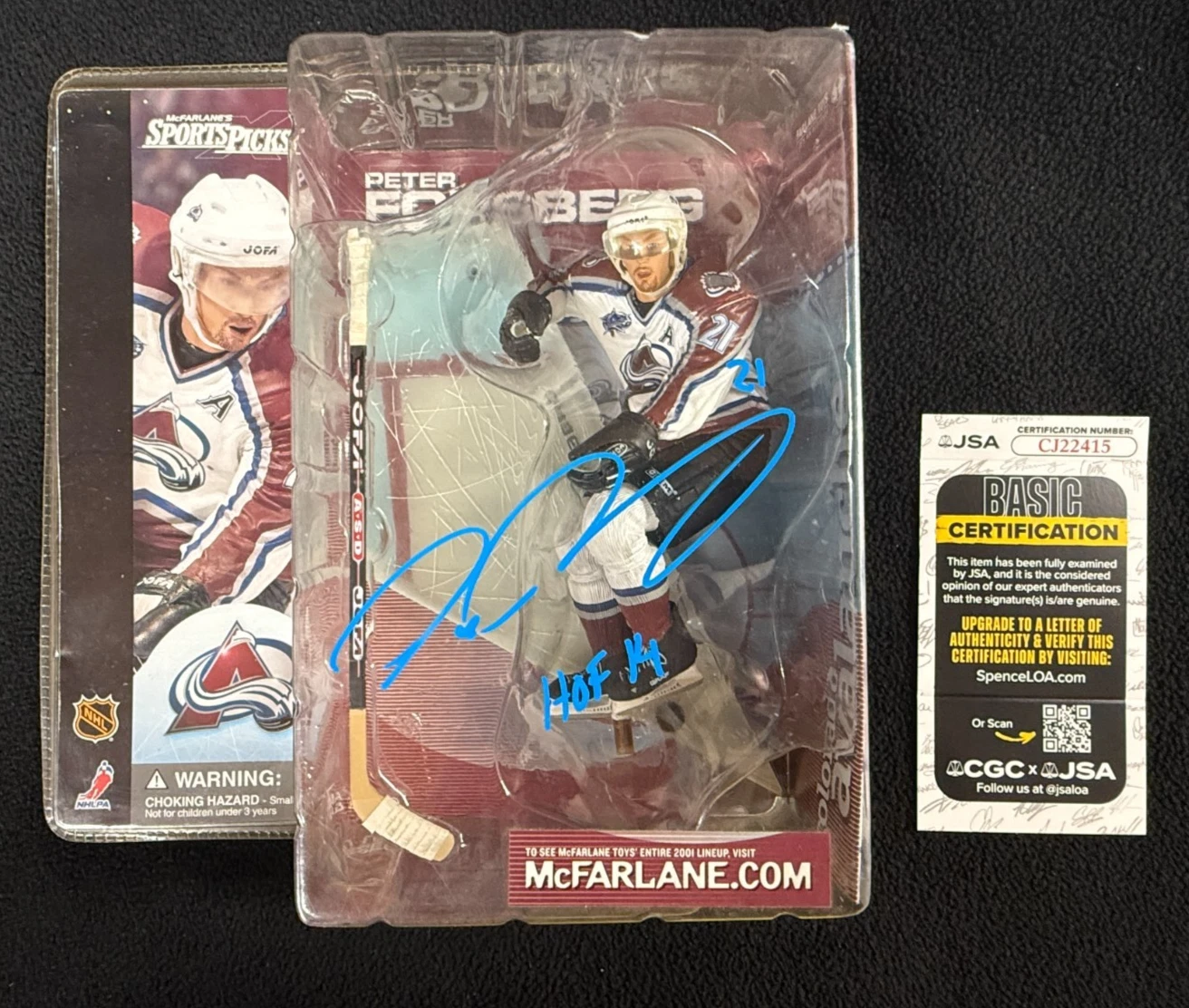 Peter Forsberg Signed Inscribed Colorado Avalanche McFarlane Figure #2 JSA COA